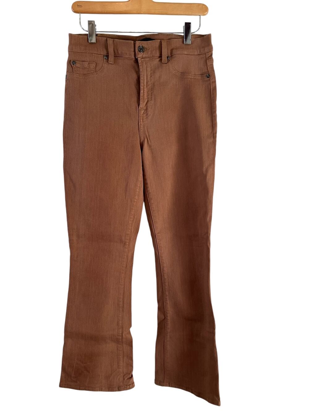 7 for All Mankind Baby Boot Cut Flare Coated Denim Jeans Carmel 29